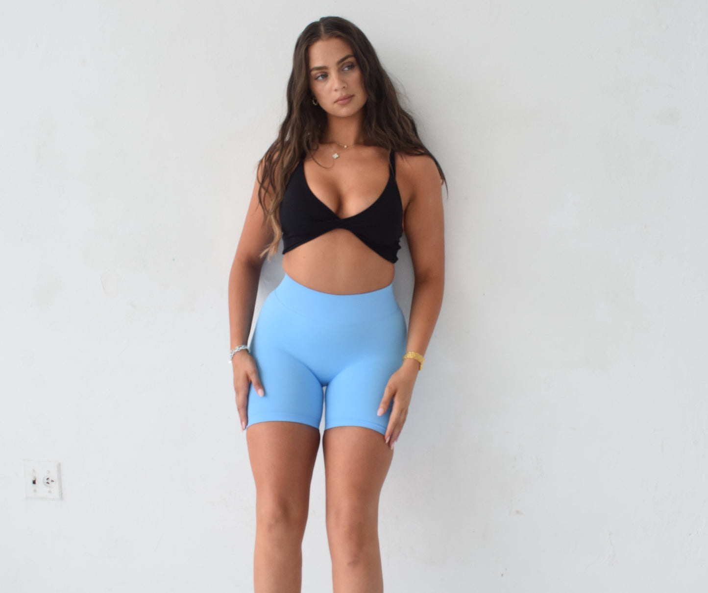 Essential scrunch shorts - Glacier blue