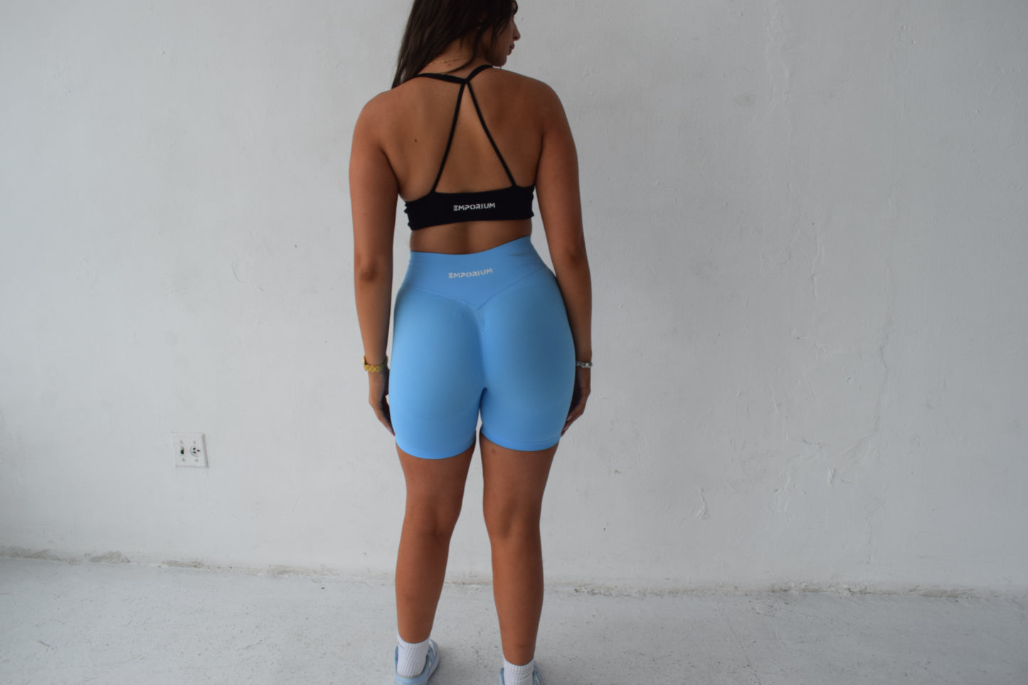 Essential scrunch shorts - Glacier blue