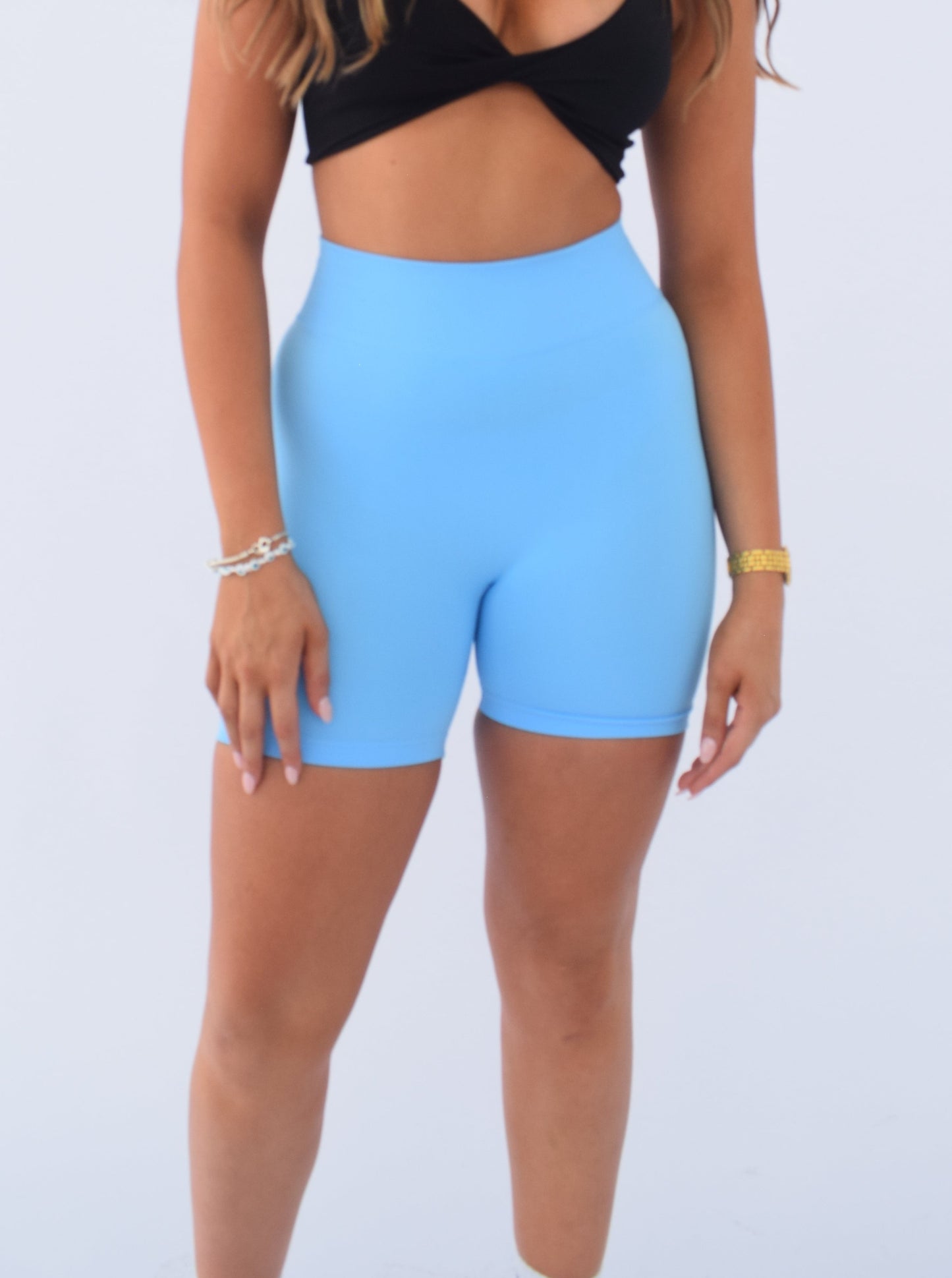 Essential scrunch shorts - Glacier blue